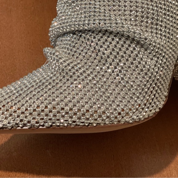 Crystal Rhinestone Embellished Slouch Boots New with Defeats - Picture 7 of 14